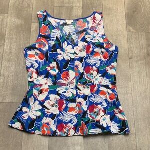 Womens J. Crew Linen Blend Floral Boho Side Zip Sleeveless Top‎ Shirt